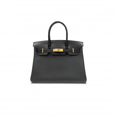 HERMES MASTER BIRKIN 30 PEWTER GREY T WITH MATTE CROCODILE BAG BK30ABTGGP (30*23*15cm)